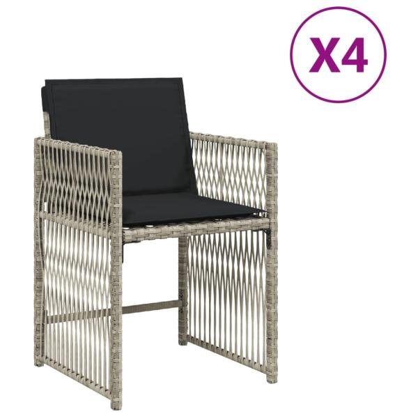 ARDEBO.de - Gartenstühle mit Kissen 4 Stk. Hellgrau Poly Rattan