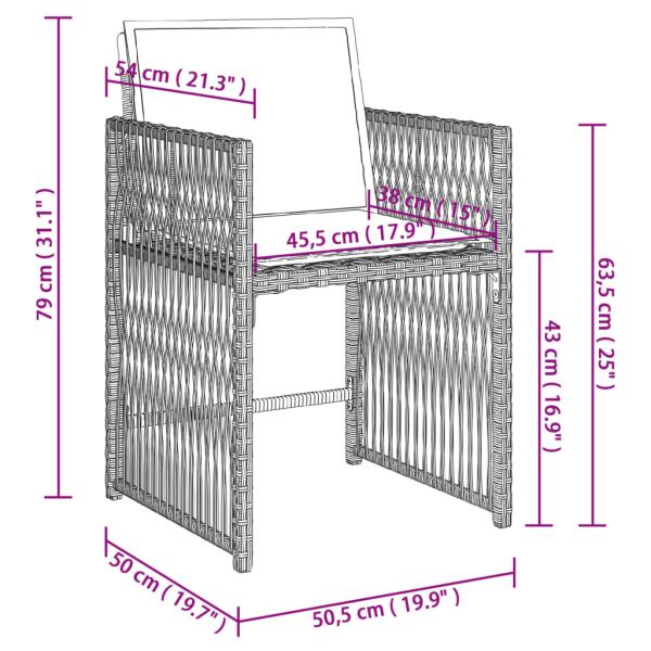 Gartenstühle mit Kissen 4 Stk. Hellgrau Poly Rattan