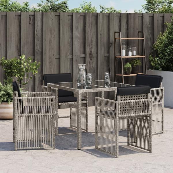 Gartenstühle mit Kissen 4 Stk. Hellgrau Poly Rattan