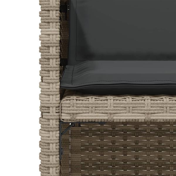 3-tlg. Bistro-Set mit Kissen Hellgrau Poly Rattan