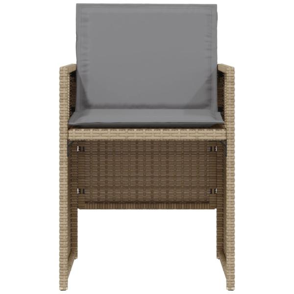 3-tlg. Bistro-Set mit Kissen Beigemischung Poly Rattan