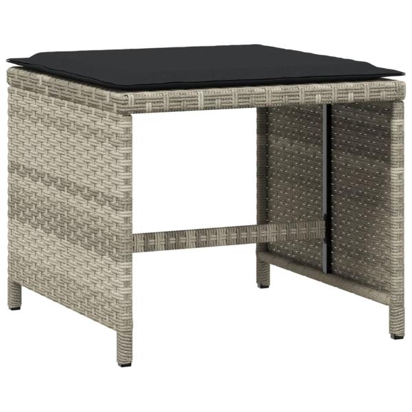 5-tlg. Garten-Essgruppe mit Kissen Hellgrau Poly Rattan