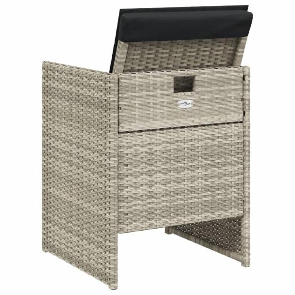 5-tlg. Garten-Essgruppe mit Kissen Hellgrau Poly Rattan