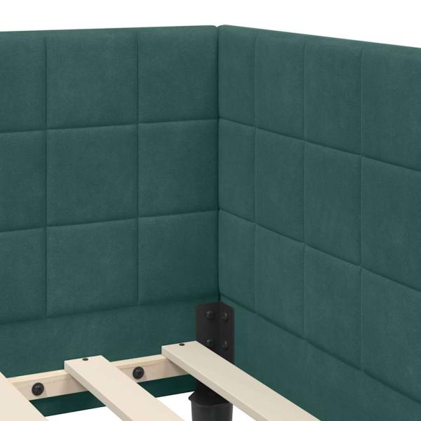 Eckbettgestell mit Kopfteil Dunkelgrün 100 x 200 cm Samt