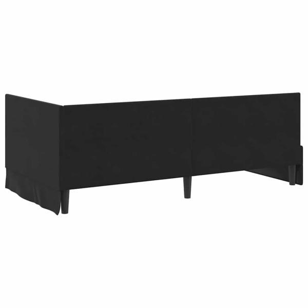 Eckbettgestell mit Kopfteil Schwarz 100 x 200 cm Samt