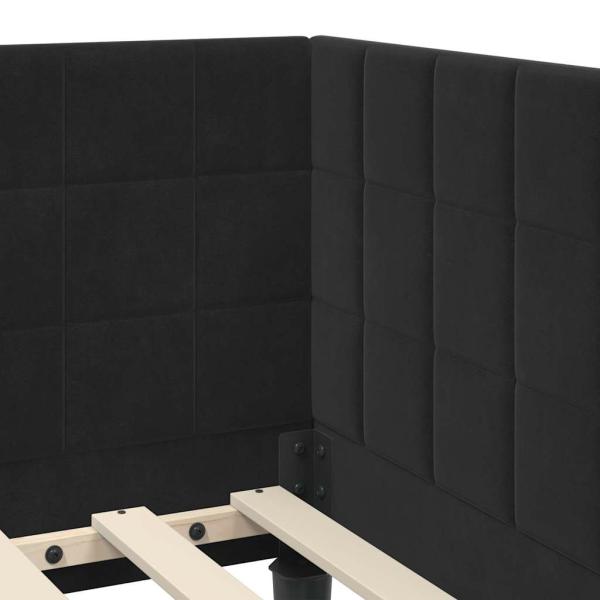 Eckbettgestell mit Kopfteil Schwarz 100 x 200 cm Samt