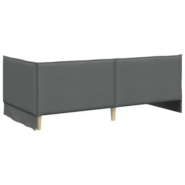 Eckbettgestell mit Kopfteil Dunkelgrau 80 x 200 cm Stoff