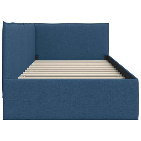 Eckbettgestell mit Kopfteil Blau 80 x 200 cm Stoff