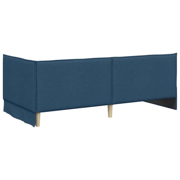 Eckbettgestell mit Kopfteil Blau 80 x 200 cm Stoff