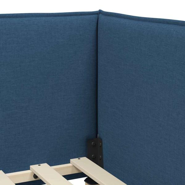 Eckbettgestell mit Kopfteil Blau 80 x 200 cm Stoff