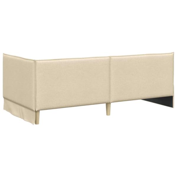 Eckbettgestell mit Kopfteil Creme 90 x 190 cm Stoff