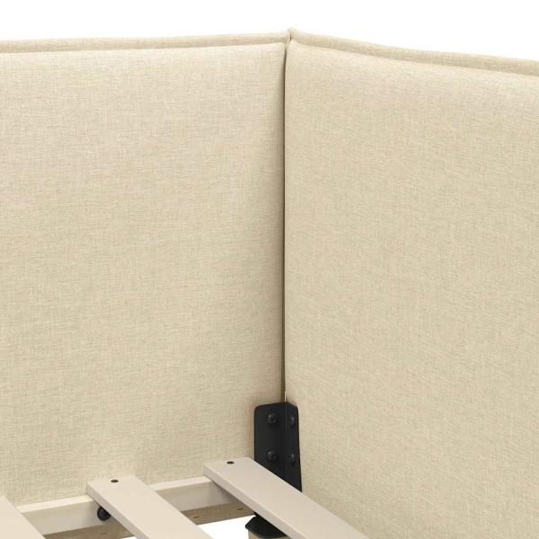 Eckbettgestell mit Kopfteil Creme 90 x 190 cm Stoff