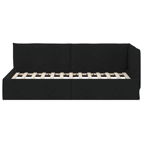 Eckbettgestell mit Kopfteil Schwarz 90 x 200 cm Stoff