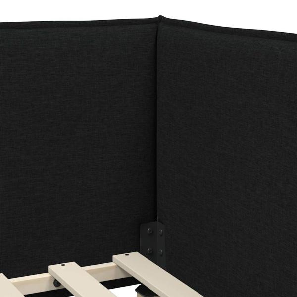 Eckbettgestell mit Kopfteil Schwarz 90 x 200 cm Stoff