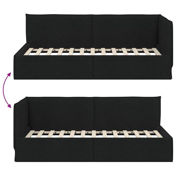 Eckbettgestell mit Kopfteil Schwarz 90 x 200 cm Stoff