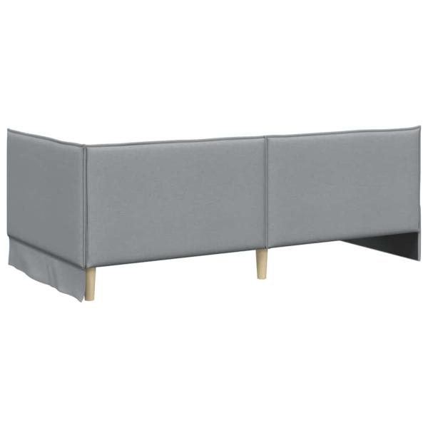 Eckbettgestell mit Kopfteil Hellgrau 100 x 200 cm Stoff