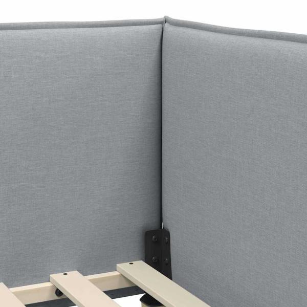 Eckbettgestell mit Kopfteil Hellgrau 100 x 200 cm Stoff