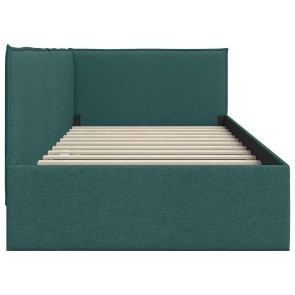 Eckbettgestell mit Kopfteil Dunkelgrün 100 x 200 cm Stoff
