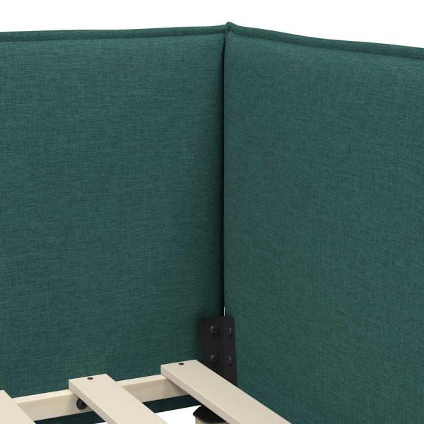 Eckbettgestell mit Kopfteil Dunkelgrün 100 x 200 cm Stoff