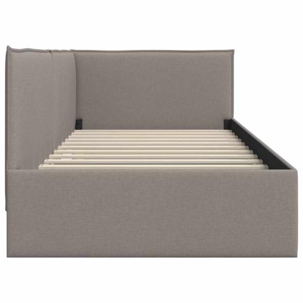 Eckbettgestell mit Kopfteil Taupe 100 x 200 cm Stoff