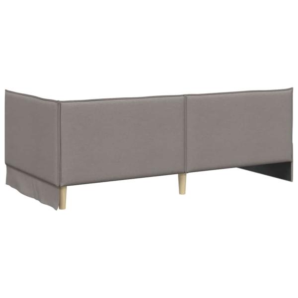 Eckbettgestell mit Kopfteil Taupe 100 x 200 cm Stoff