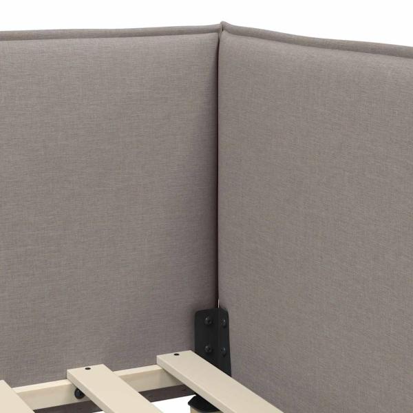 Eckbettgestell mit Kopfteil Taupe 100 x 200 cm Stoff