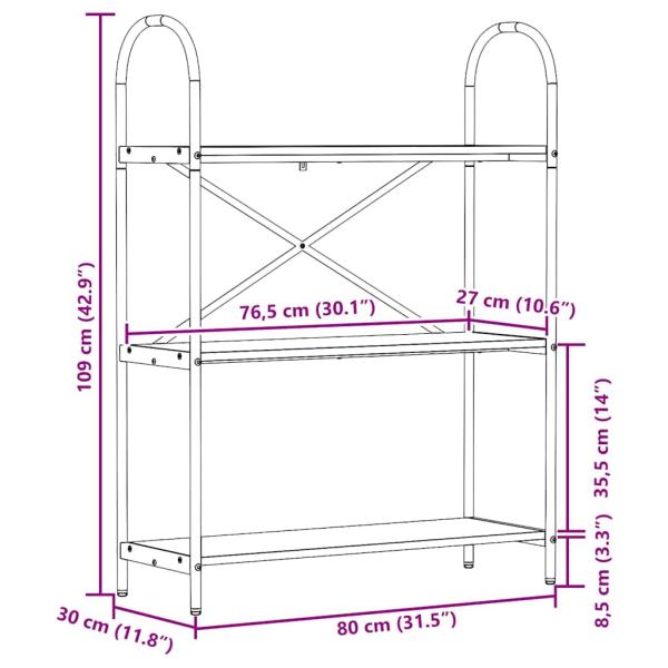 Regal Grau Sonoma 80 x 30 x 109 cm Holzwerkstoff