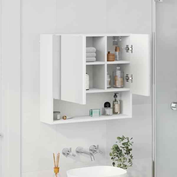Spiegelschrank mit Regal Weiß 59 x 17 x 55 cm Holzwerkstoff