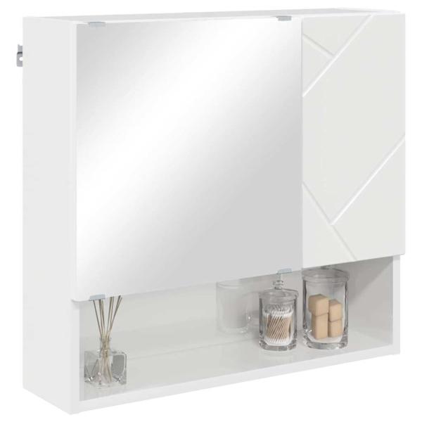 Spiegelschrank Hochglanz-Weiß 59 x 17 x 55 cm Holzwerkstoff