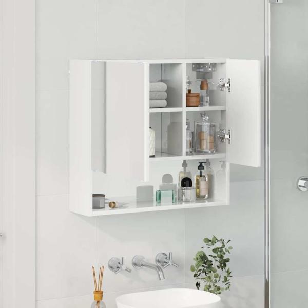 Spiegelschrank Hochglanz-Weiß 59 x 17 x 55 cm Holzwerkstoff
