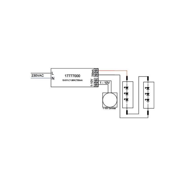 Brumberg LED-Konverter 700 mA 1-10 V dimmbar analog, 7-36W (17777000)