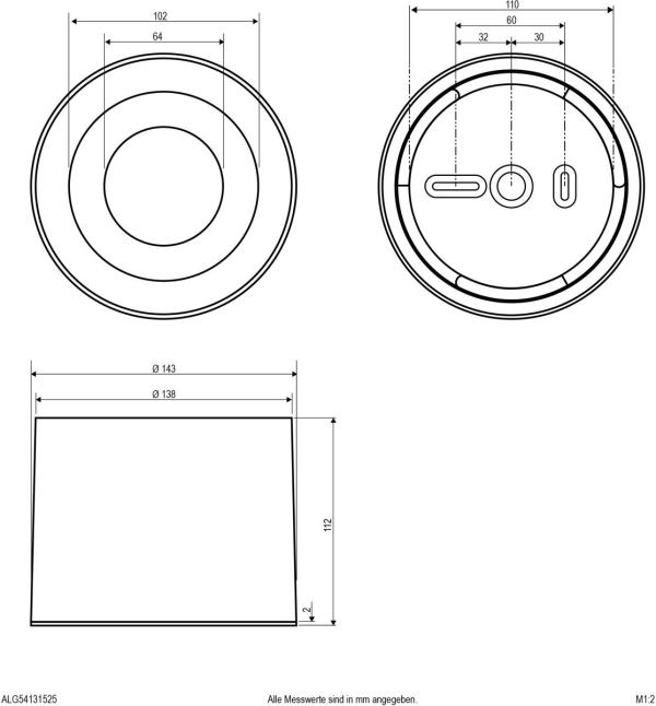EVN LED Deckenanbau, rund, IP54, 200-240V, 13W, 3000K-5700K, 1120-1290lm, anthrazit (ALG54131525)