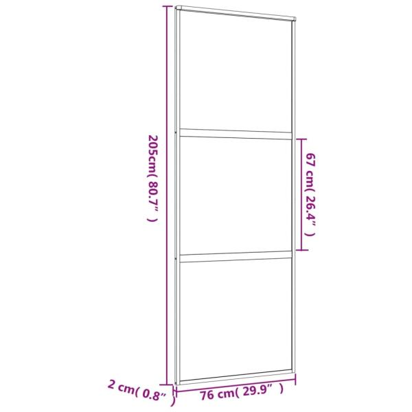 Schiebetür Golden 76x205 cm Matt ESG-Glas und Aluminium