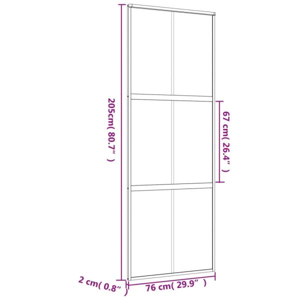 Schiebetür Golden 76x205 cm Matt ESG-Glas und Aluminium