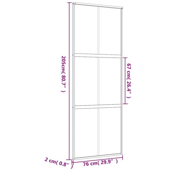 Schiebetür Golden 76x205 cm Matt ESG-Glas und Aluminium