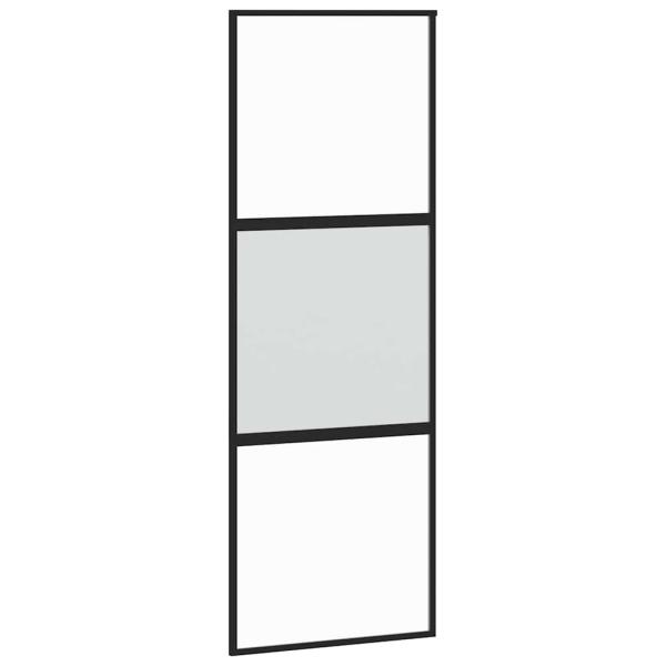 Schiebetür mit Beschlag Schwarz 76x205 cm Hartglas