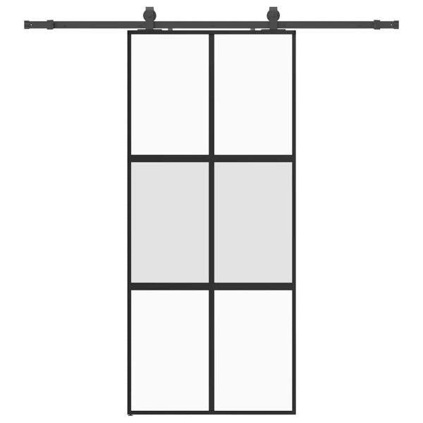Schiebetür mit Beschlag Schwarz 90x205 cm Hartglas