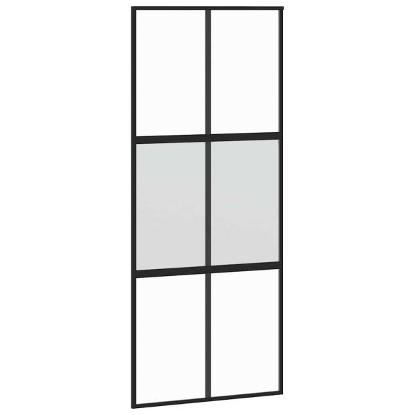 Schiebetür mit Beschlag Schwarz 90x205 cm Hartglas