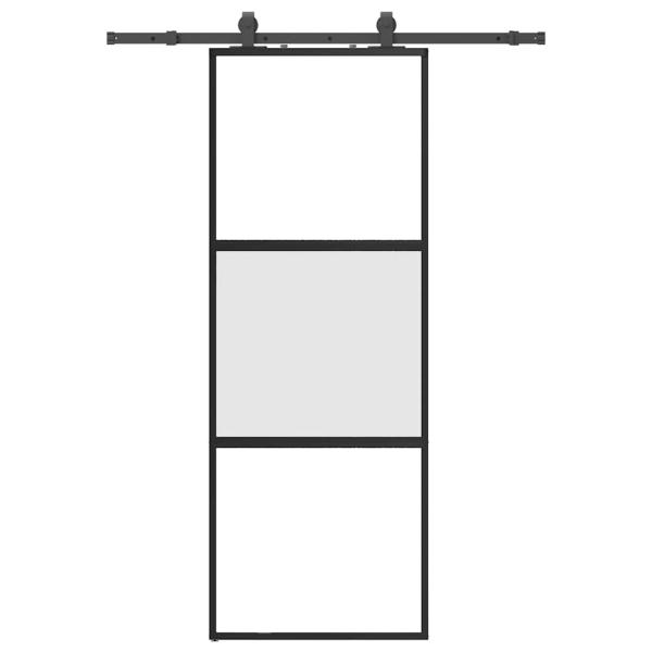 Schiebetür mit Beschlag Schwarz 76x205 cm Hartglas