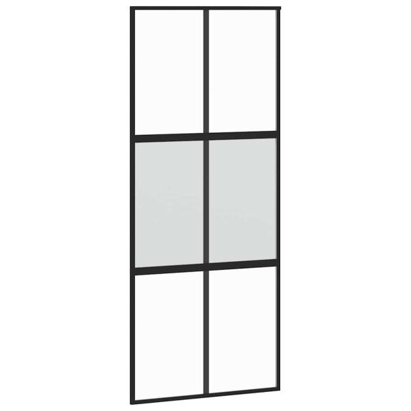 Schiebetür mit Beschlag Schwarz 90x205 cm Hartglas