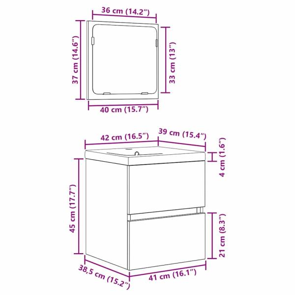 Badezimmermöbel Set 3 pcs Altes Holz und Weiß Mittel