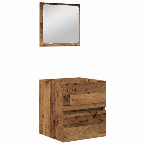 Badezimmermöbel Set 3 pcs Altes Holz und Weiß Mittel
