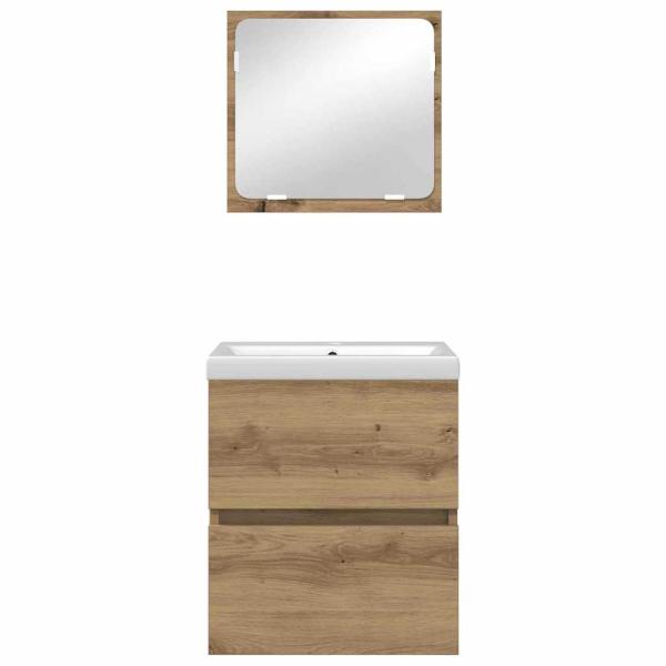 Badezimmermöbel Set 3 pcs Schwarzer Eiche und Weiß Standard