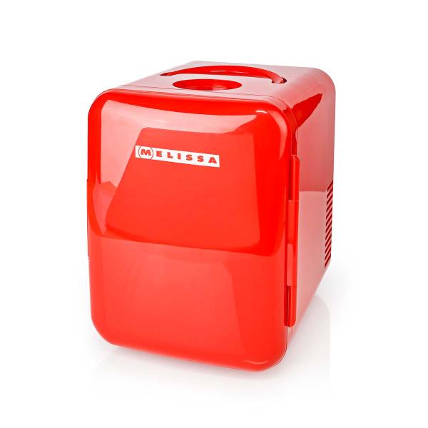 ARDEBO.de - Tragbarer Mini-Kühlschrank | 6 Dosen / 4 l Inhalt | 100-240 V / 12 V | Heiz- / Kühlfunktion | Tragegriff | Rot