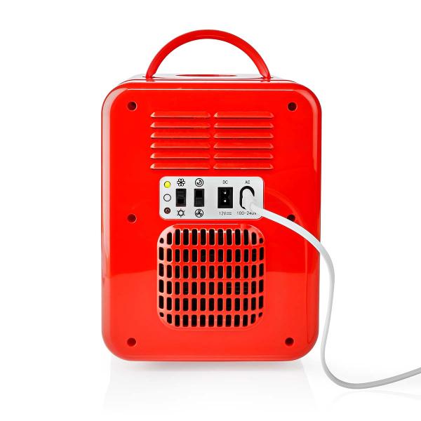 Tragbarer Mini-Kühlschrank | 6 Dosen / 4 l Inhalt | 100-240 V / 12 V | Heiz- / Kühlfunktion | Tragegriff | Rot