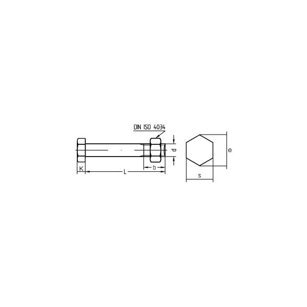 Joseph Dresselhaus 000900154816 Sechskantschraube, mit Schaft, verzinkt, M8x16mm