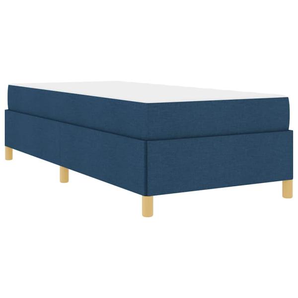 Boxspringbett Blau und Braun und Weiß 80 x 200 cm Stoff