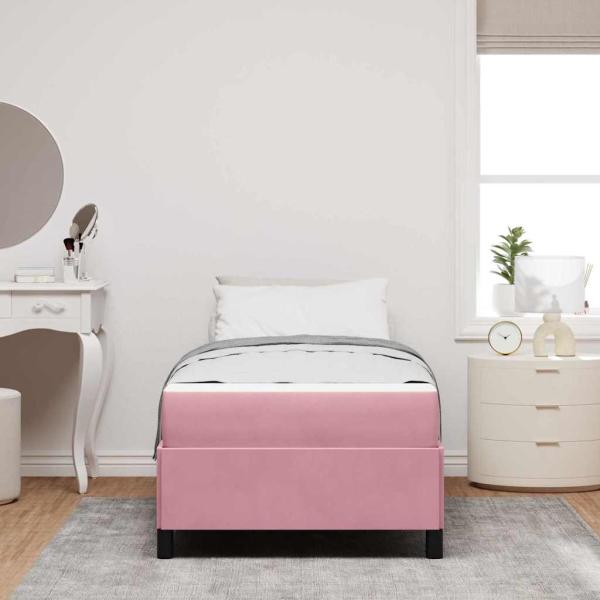 Bettgestell mit Matratze Rosa und Weiß 80 x 200 cm Samt