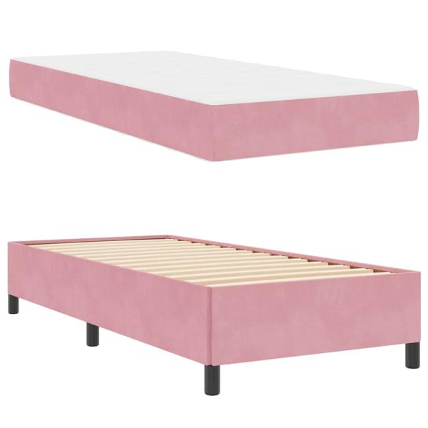 Bettgestell mit Matratze Rosa und Weiß 80 x 200 cm Samt