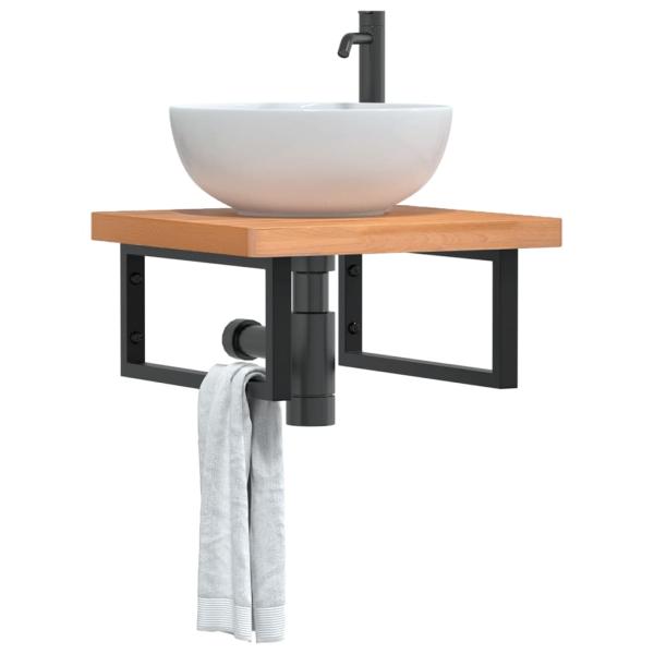 ARDEBO.de - Waschbeckenregal Wandmontage Stahl und Massivholz Buche